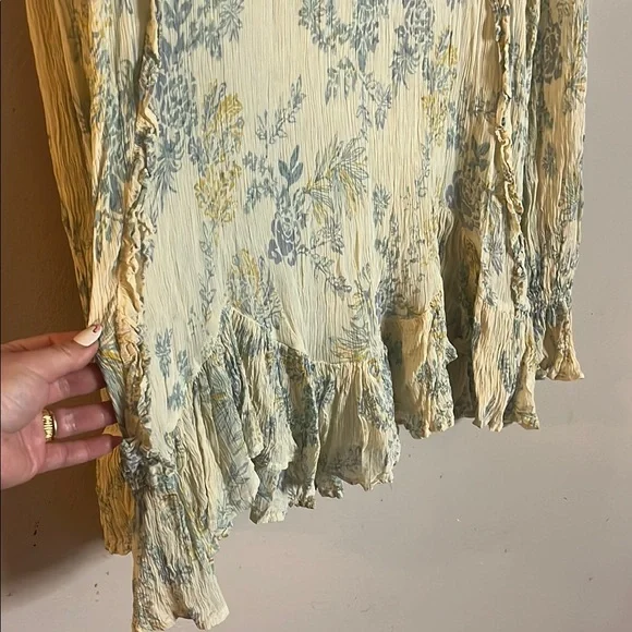 Free People Cream Boho Floral Lace Trim Women's Top - Picture 10 of 10